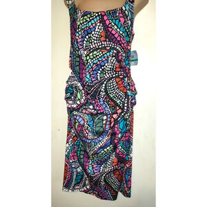 Suzi Chin Maggy Boutique Dress Sz 16 Stained Glass Artsy Art To Wear Unique VTG
